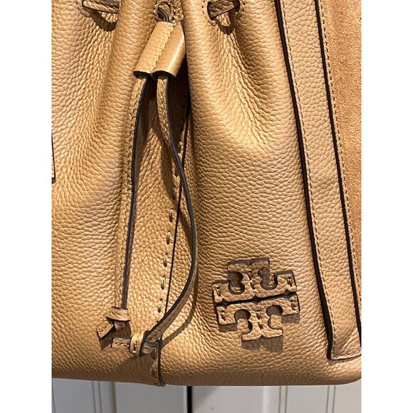 Tory Burch Women's‎ Mcgraw Dragonfly Bag Office Suede Leather In Tiramisu - Picture 5 of 9